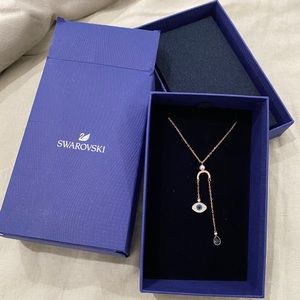 Swarovski rose gold evil eye necklace